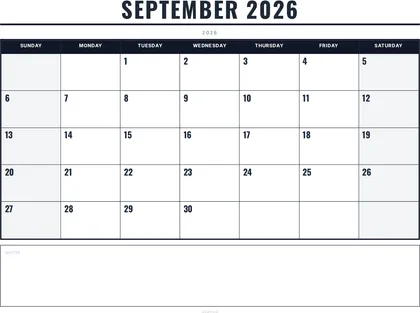 September 2026 Calendar thumbnail