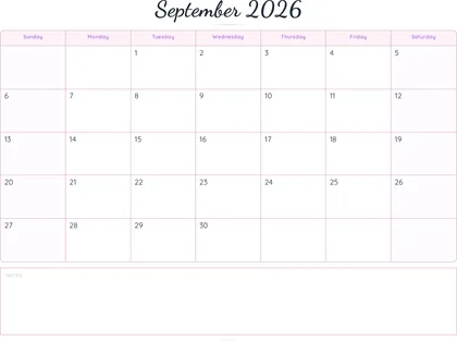 September 2026 Calendar thumbnail
