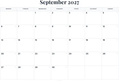 September 2027 Calendar thumbnail