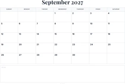 September 2027 Calendar thumbnail