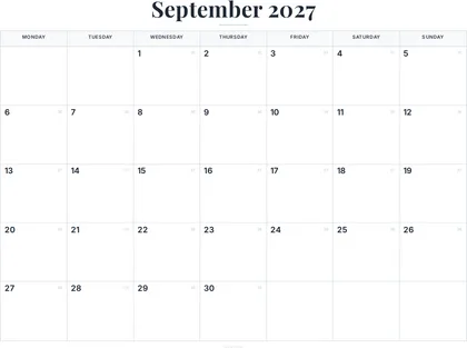 September 2027 Calendar thumbnail