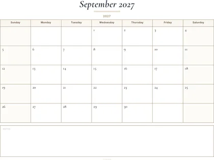 September 2027 Calendar thumbnail