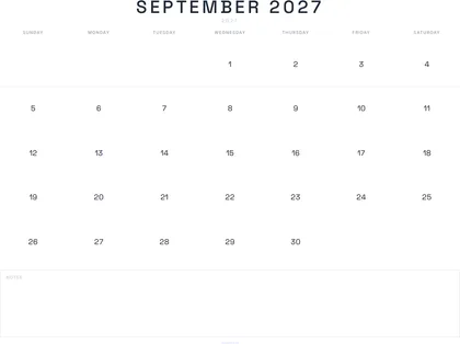 September 2027 Calendar thumbnail