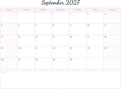 September 2027 Calendar thumbnail