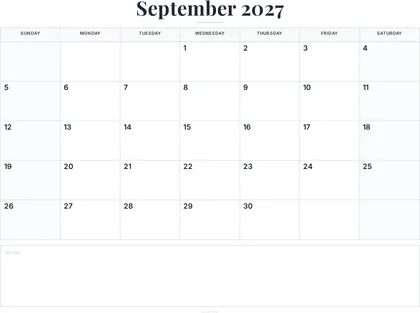September 2027 Calendar thumbnail