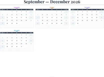 September–December 2026 Calendar thumbnail