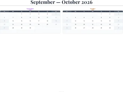 September–October 2026 Calendar thumbnail