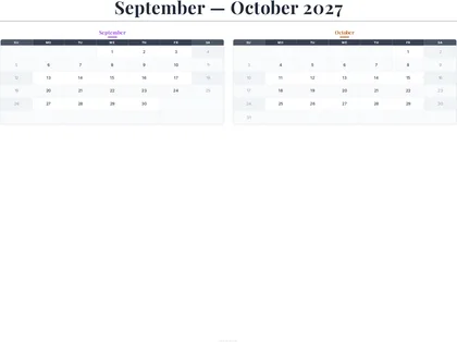 September–October 2027 Calendar thumbnail