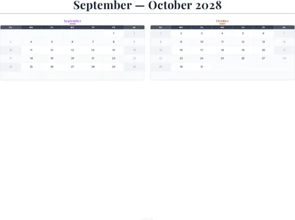 September–October 2028 Calendar thumbnail