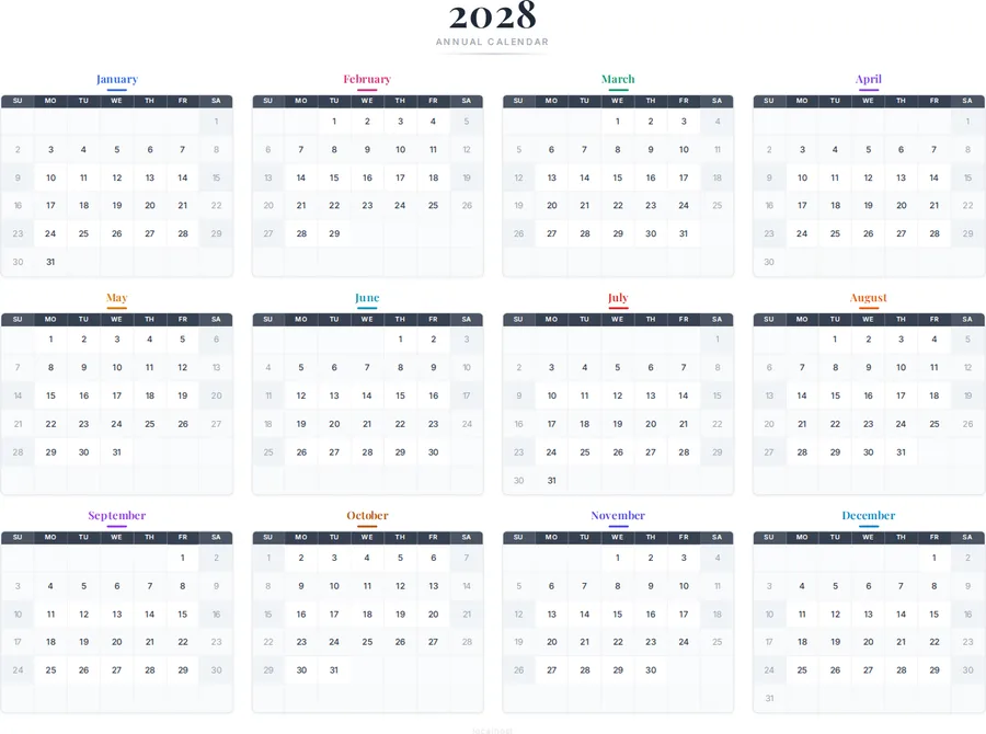 2028 Calendar Printable Free preview