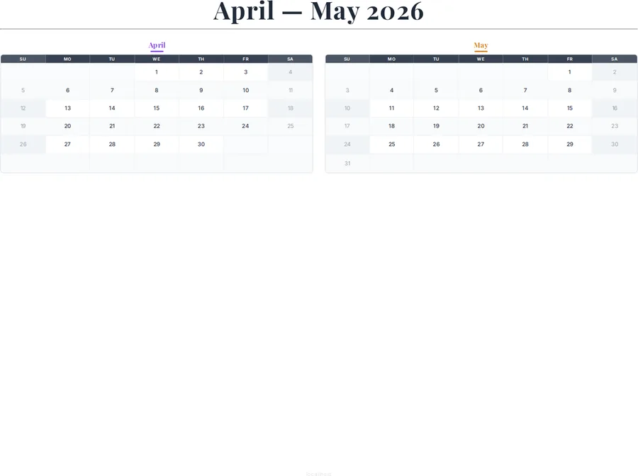 April-May 2026 Calendar preview