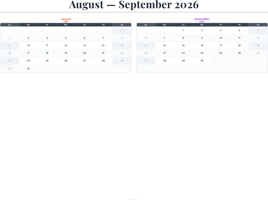 August-September 2026 Calendar preview