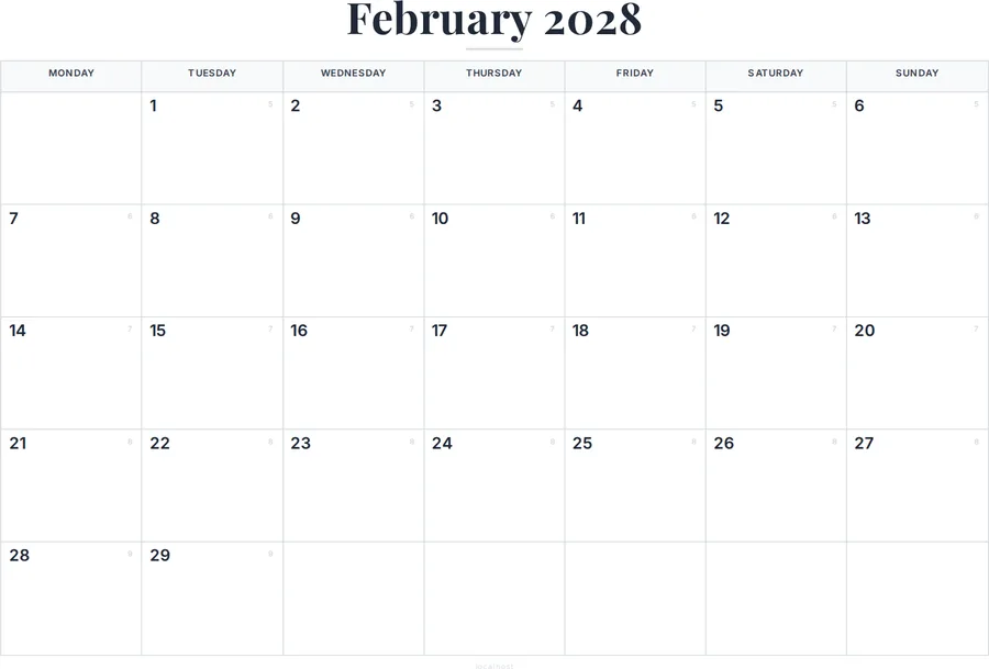 February 2028 Calendar Printable with UK Holidays preview