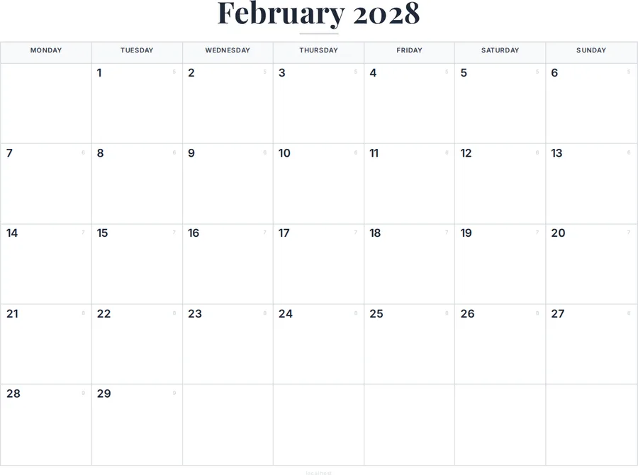 February 2028 Calendar Printable with Canada Holidays preview