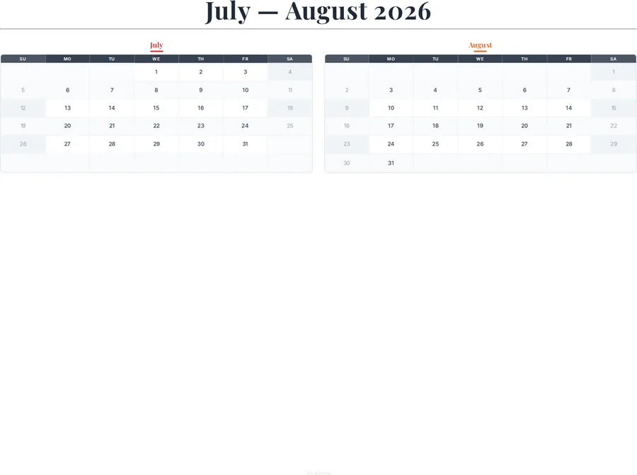July-August 2026 Calendar preview