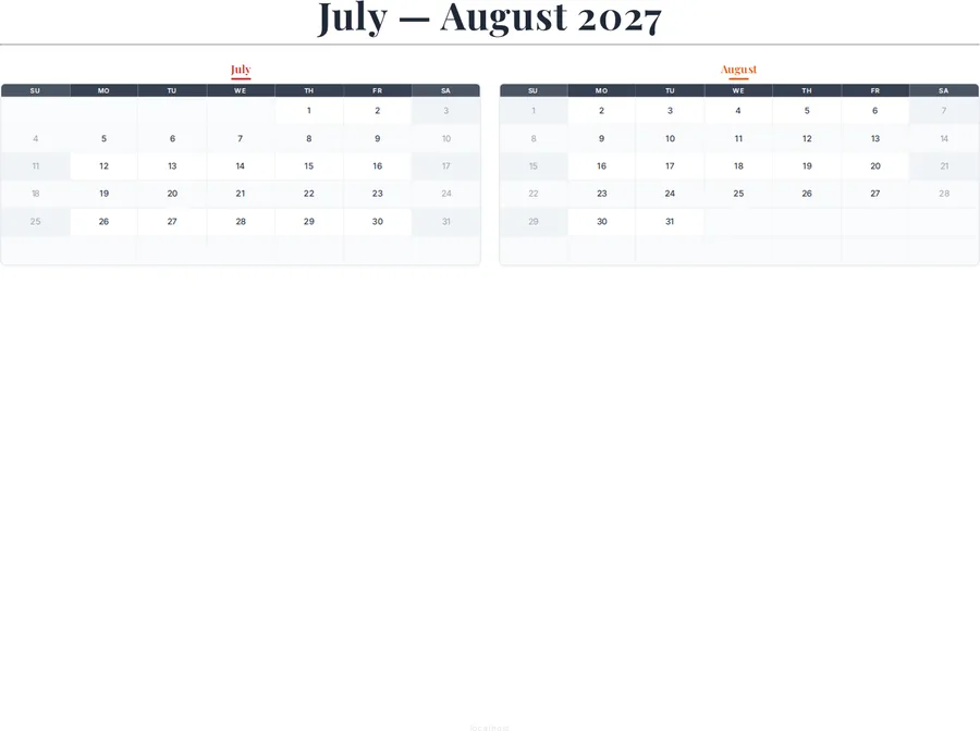 July-August 2027 Calendar preview