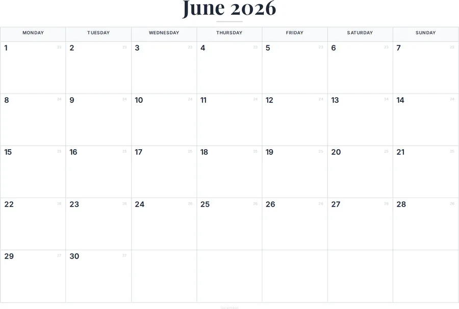 June 2026 Calendar Printable with UK Holidays preview