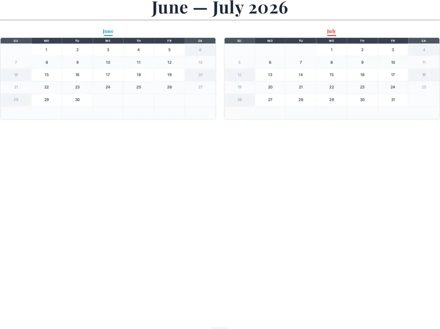 June-July 2026 Calendar preview