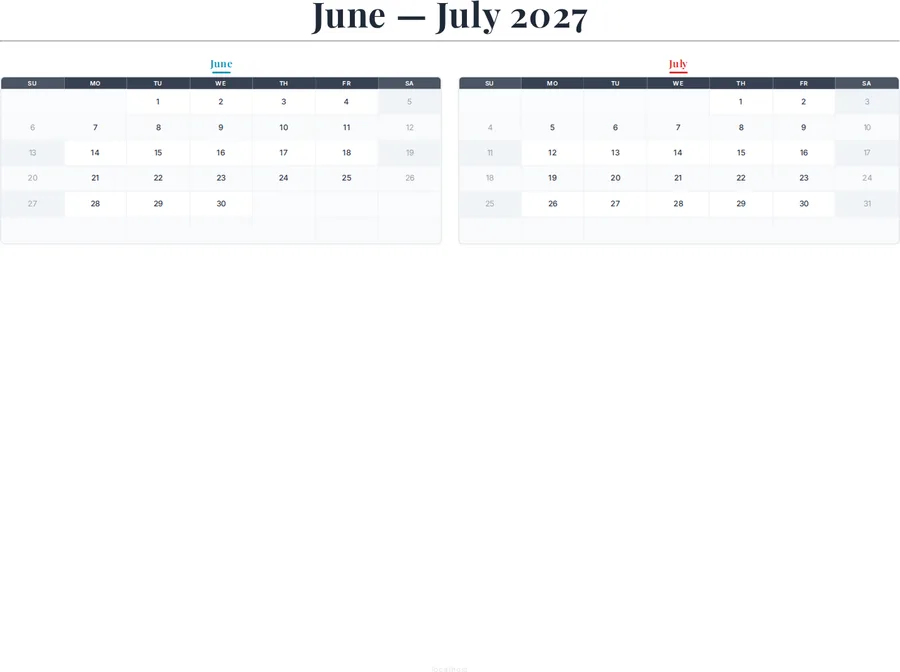 June-July 2027 Calendar preview