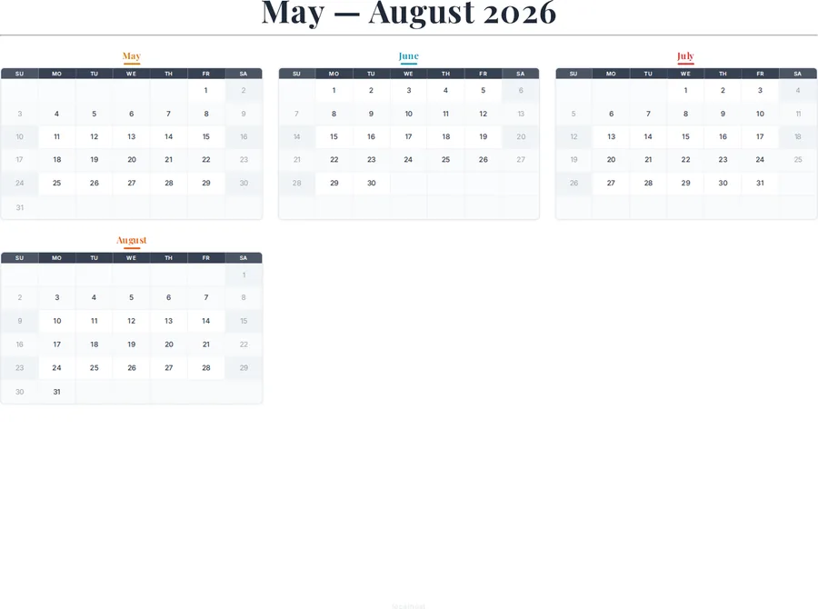May-August 2026 Calendar preview