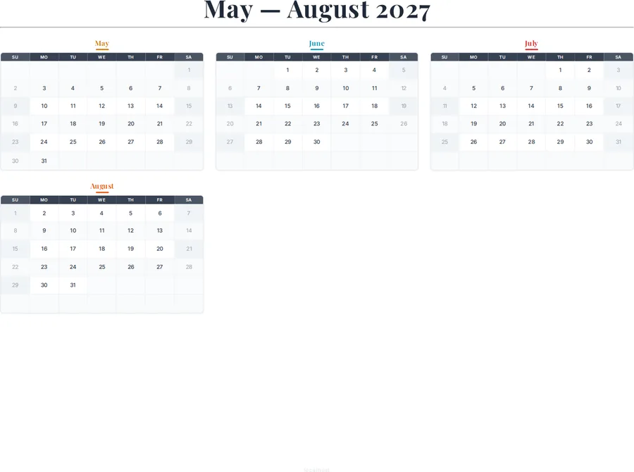 May-August 2027 Calendar preview