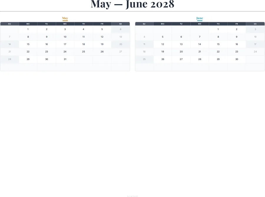 May-June 2028 Calendar preview