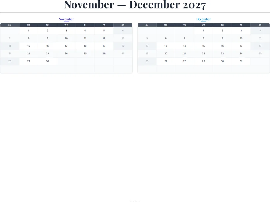 November-December 2027 Calendar preview