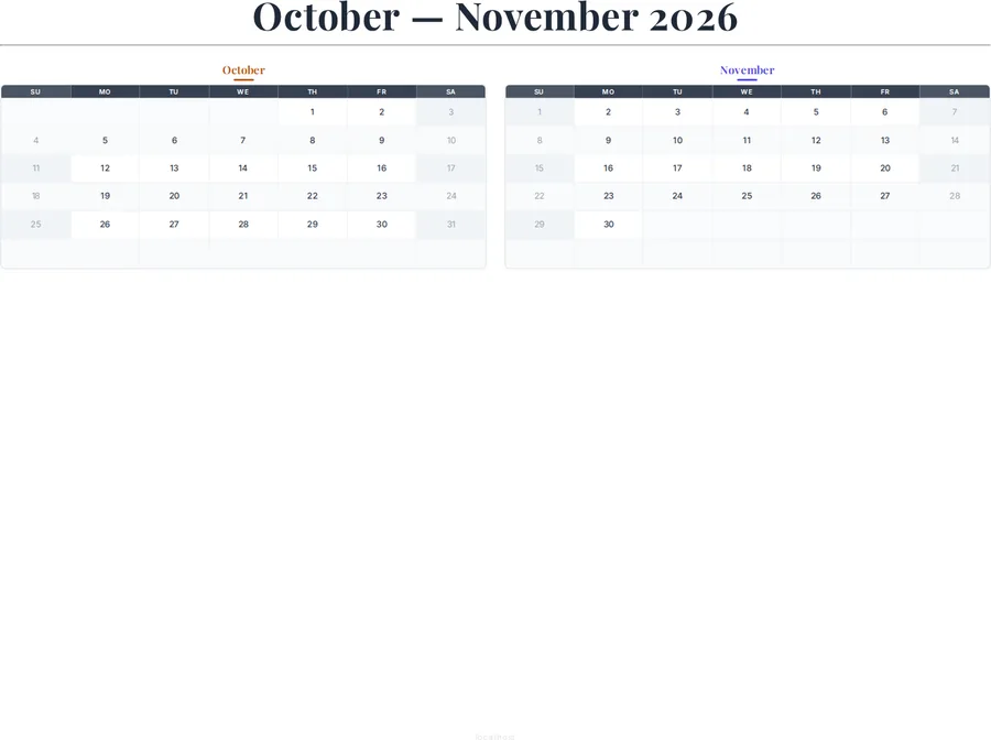 October-November 2026 Calendar preview