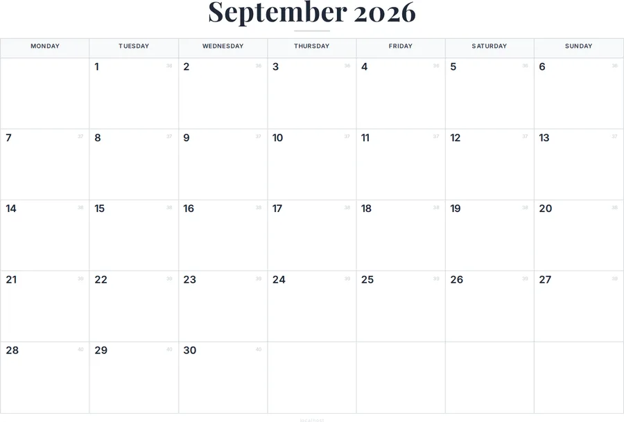 September 2026 Calendar Printable with Australia Holidays preview