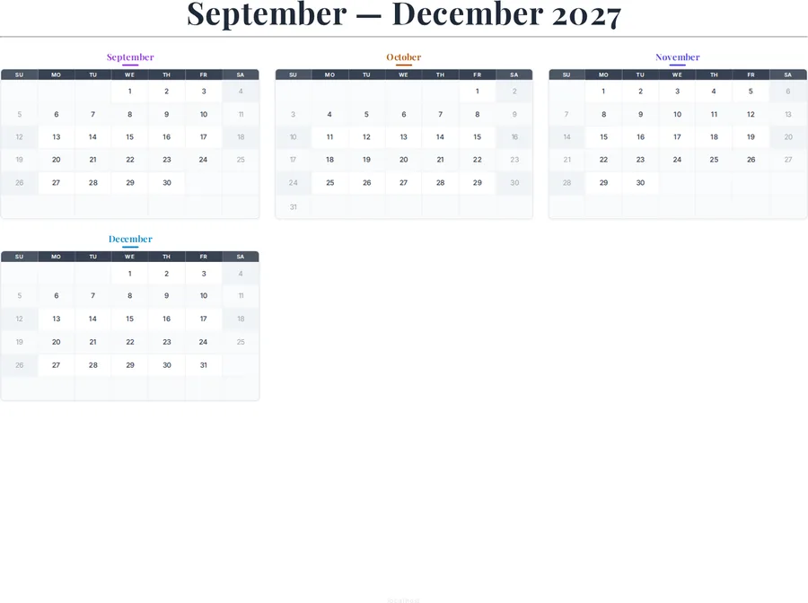 September-December 2027 Calendar preview