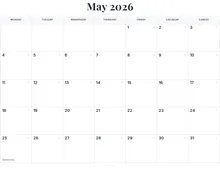 May 2026 Calendar Printable with US Holidays